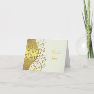 Hartelijk dank—Ivory & Gold Swirls Bedankkaart
