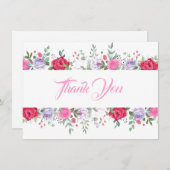 Hartelijk dank, Kaart-Floral, voor een platte opme Notitiekaartje (Voorkant / Achterkant)