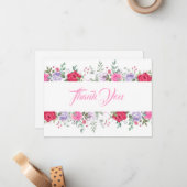 Hartelijk dank, Kaart-Floral, voor een platte opme Notitiekaartje (Voorkant / Achterkant in situ)