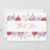 Hartelijk dank, Kaart-Floral, voor een platte opme Notitiekaartje (Voorkant)