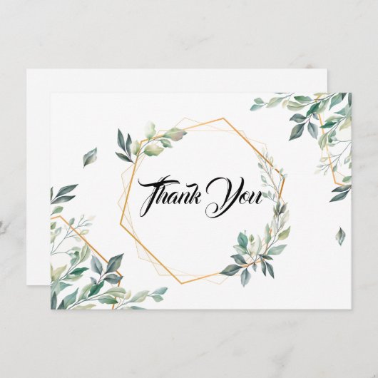 Hartelijk dank, Kaart-Floral, voor een platte opme Notitiekaartje (Voorkant / Achterkant)