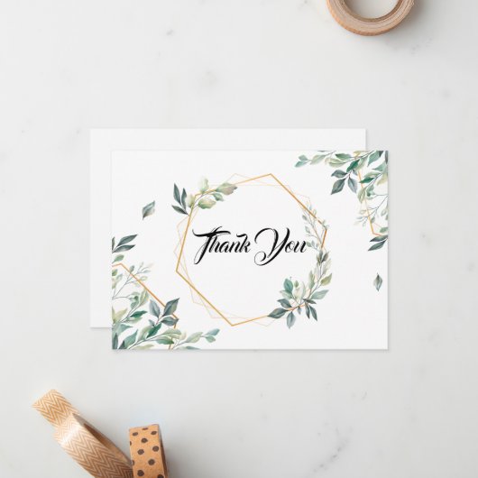 Hartelijk dank, Kaart-Floral, voor een platte opme Notitiekaartje (Voorkant / Achterkant in situ)