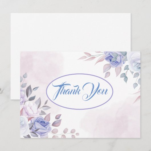 Hartelijk dank, Kaart-Floral, voor een platte opme Notitiekaartje (Voorkant / Achterkant)