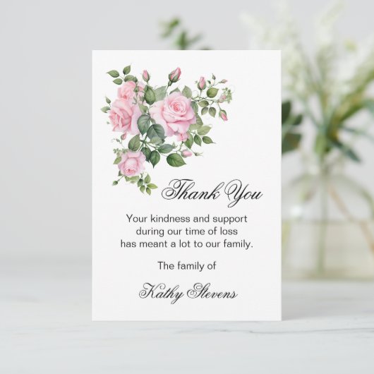 Hartelijk dank, Kaarten, roze rozen Note Kaart (Staand voorkant)