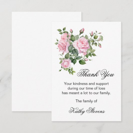 Hartelijk dank, Kaarten, roze rozen Note Kaart (Voorkant / Achterkant)