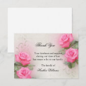 Hartelijk dank, Kaarten, roze rozen Note Kaart Notitiekaartje (Voorkant / Achterkant)