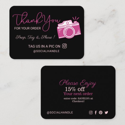 Hartelijk dank, Label en sociale mediacamera delen Informatiekaartje (Voorkant / Achterkant)