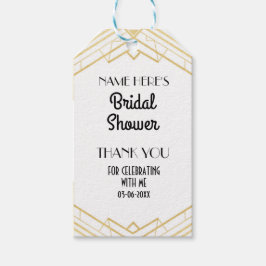 Hartelijk dank, Label Gold Art Deco Vrijgezellenfe Cadeaulabel