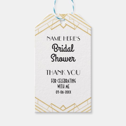 Hartelijk dank, Label Gold Art Deco Vrijgezellenfe Cadeaulabel (Voorkant)