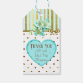 Hartelijk dank, Label met blauwe en gouden bruilof Cadeaulabel (Voorkant)