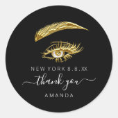 Hartelijk dank, Lashes Microblade Makeup Gold Blac Ronde Sticker (Voorkant)