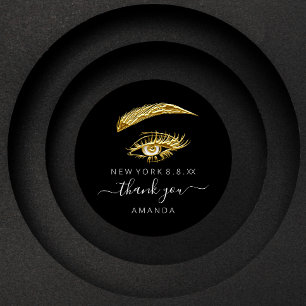 Hartelijk dank, Lashes Microblade Makeup Gold Blac Ronde Sticker