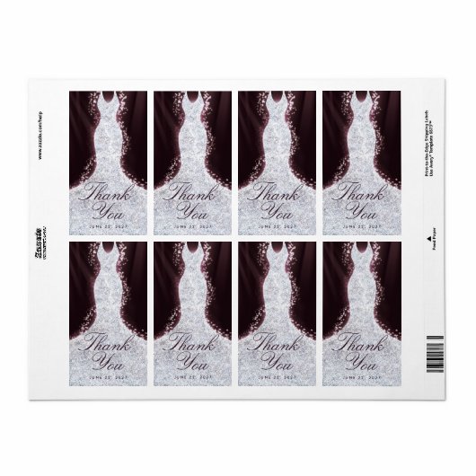 Hartelijk dank, legant Glitter Dress Eigen Wijnlab Etiket (Full Sheet)