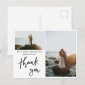 Hartelijk dank, legant script | Weddenfoto Briefkaart (Voorkant / Achterkant)