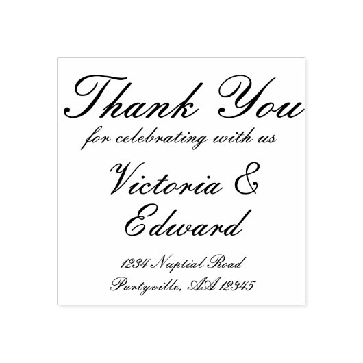 Hartelijk dank, legant weduwadres voor script rubberstempel (Afrduk)