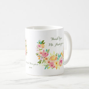 Hartelijk dank, leraar Floral Wreath Coffee Mok