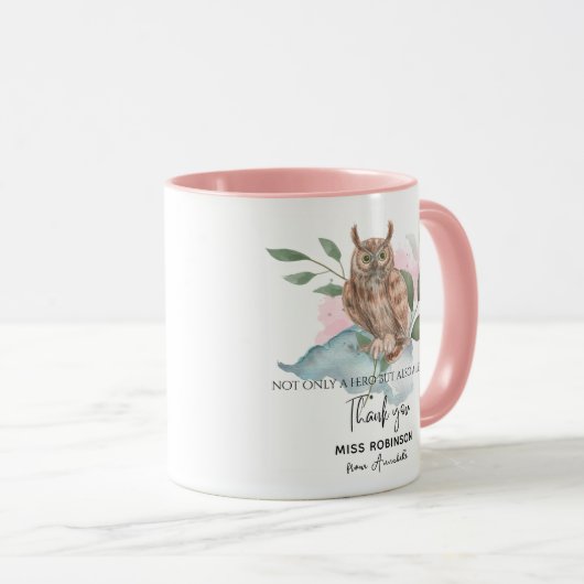 Hartelijk dank, leraar Modern Waterverf Owl Mok (Voorkant rechts)