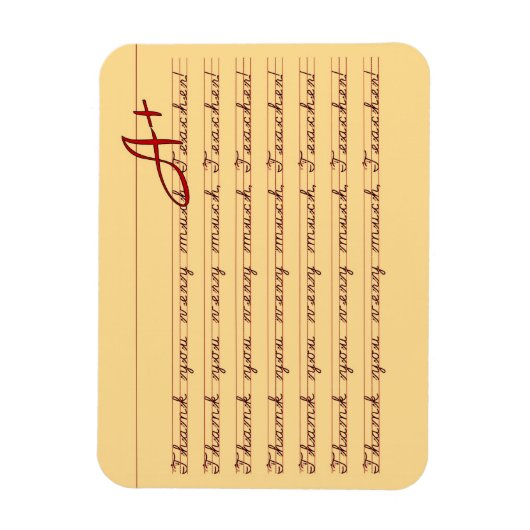 Hartelijk dank, leraar, Penmanschap Hartelijk dan Magneet (Verticaal)