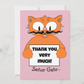 Hartelijk dank! Leuke Cartoon snor kat Bedankkaart (Voorkant)