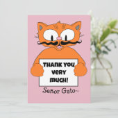 Hartelijk dank! Leuke Cartoon snor kat Bedankkaart (Staand voorkant)