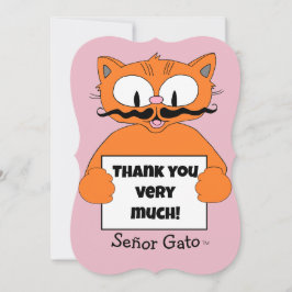 Hartelijk dank! Leuke Cartoon snor kat Bedankkaart