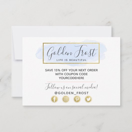 Hartelijk dank, lichtblauwe Waterverf en moderne g Kaart (Achterkant)