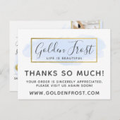 Hartelijk dank, lichtblauwe Waterverf & Gold 4-fot Briefkaart (Voorkant / Achterkant)