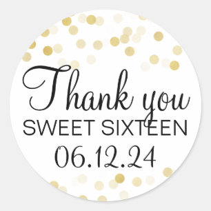 Hartelijk dank, liefje 16 Faux Gold Foil Glitter L Ronde Sticker