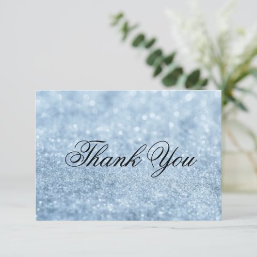 Hartelijk dank - LitBlue Glit Fab Bedankkaart (Staand voorkant)