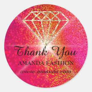 Hartelijk dank, Logo Diamond Name Red Gold Ronde Sticker