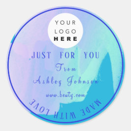 Hartelijk dank, Logo gemaakt met liefdesmint blauw Ronde Sticker