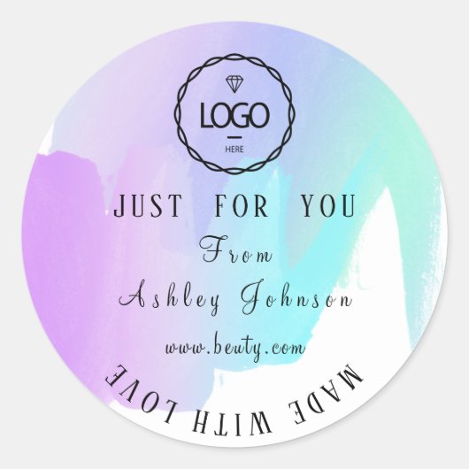 Hartelijk dank, Logo gemaakt met liefdesroze blauw Ronde Sticker (Voorkant)