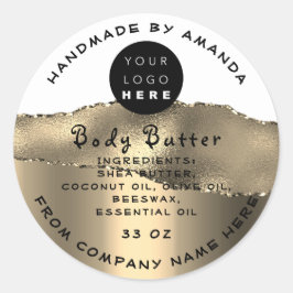 Hartelijk dank, Logo Handmade Cosmetic Gold Body W Ronde Sticker