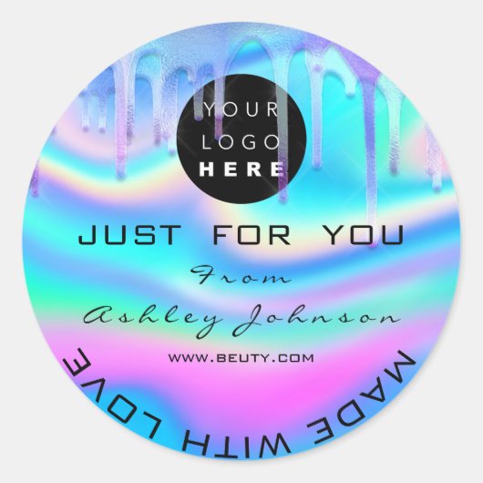 Hartelijk dank, Logo Holograaf gemaakt met liefdes Ronde Sticker (Voorkant)