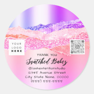 Hartelijk dank Logo QR-code Roze online winkelen Ronde Sticker