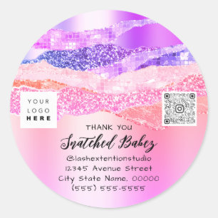 Hartelijk dank Logo QR-code Roze online winkelroze Ronde Sticker