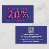 Hartelijk dank, Logo QRCODE 20%OFF Korting Navy Pi Visitekaartje (Voorkant / Achterkant)