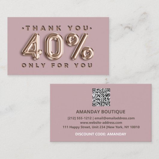 Hartelijk dank, Logo QRCODE 40%OFF Korting Code Go Visitekaartje (Voorkant / Achterkant)