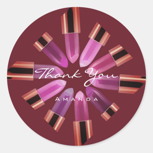 Hartelijk dank Logo Roos Rode roze lipstick Ronde Sticker (Voorkant)