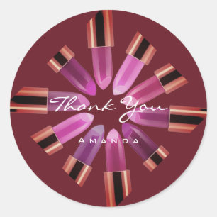 Hartelijk dank Logo Roos Rode roze lipstick Ronde Sticker
