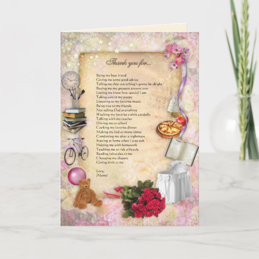 Hartelijk dank, mam (aanpasbaar) bedankkaart (Voorkant)