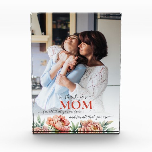 Hartelijk dank, mam Floral Pastel Pink Peonies Aan Fotoblokken (Voorkant)