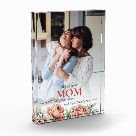 Hartelijk dank, mam Floral Pastel Pink Peonies Aan Fotoblokken (Links)