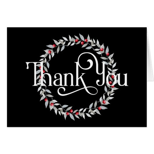 Hartelijk dank met grijze voeten met rode bessen (Voorkant Horizontaal)