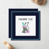 Hartelijk dank, mevrouw Blue Floral Cute Dog Notitiekaartje (Voorkant / Achterkant in situ)