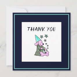 Hartelijk dank, mevrouw Blue Floral Cute Dog Notitiekaartje