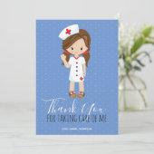 Hartelijk dank, mevrouw Blue White Polka Dot Brune Bedankkaart (Staand voorkant)