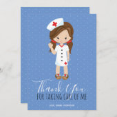 Hartelijk dank, mevrouw Blue White Polka Dot Brune Bedankkaart (Voorkant / Achterkant)