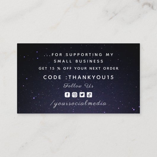 Hartelijk dank, mevrouw Bourgogne Night Sky Cosmic Visitekaartje (Achterkant)