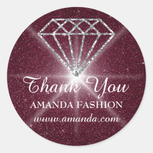 Hartelijk dank, mevrouw de Logo Diamond Burgundy Ronde Sticker